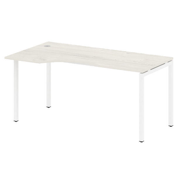Metal System Quattro Стол криволинейный левый на П-образном м/к 40БП.СА-1 (L) Дуб наварра/Белый металл 1600*900*750 - Вид 1