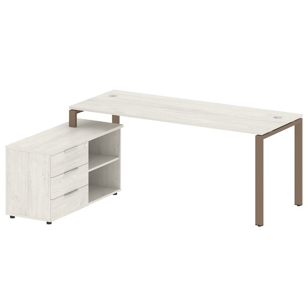 Metal System Р. ст. с тумбой на П-образном м/к БП.РС-СТС-2.5 (L) Дуб наварра/Мокко металл 1900*1520*750 - Вид 1