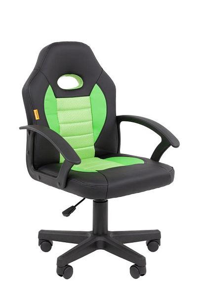 Кресло Chairman Kids 111 Россия экокожа черный/зеленый - Вид 1