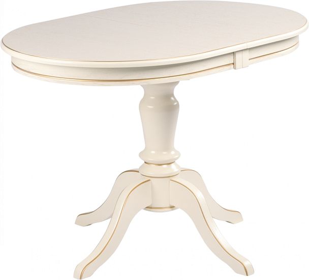 Стол деревянный раздвижной Анфея 110(150)х75х76 Слоновая кость с золотой патиной - Вид 1