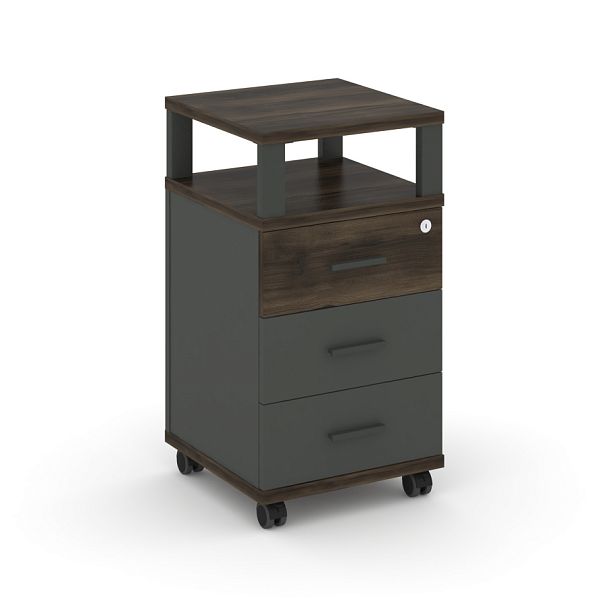 Concept Тумба мобильная 3 ящ. с надставкой CN.TUM-004 A Дуб Мали/Антрацит/Металл Антрацит 420*420*782 - Вид 1