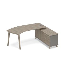 Стол эргономичный правый с тумбой (тип 5) WOOD Time wood ТМ В2 126 ВЛ ВЛ ВЛ мокко премиум (корпус) / вяз либерти (столешница, топ, фасад) - Фото предпросмотра