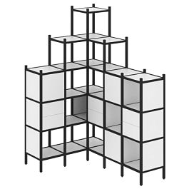 Loft Угловой внутренний стеллаж наборный VR.L-43 Белый бриллиант/Чёрный металл 1278*1694*2280 - Фото предпросмотра