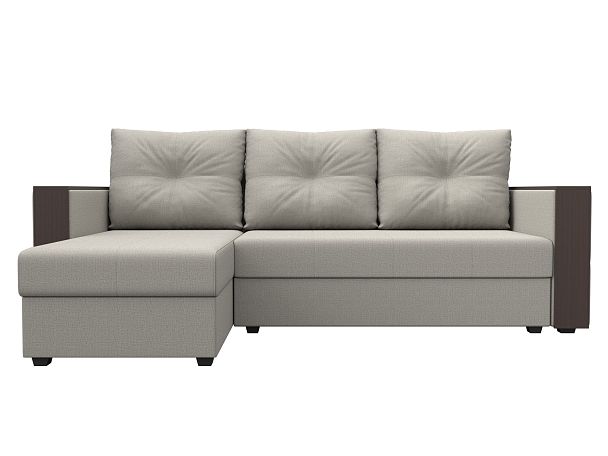 Диван угловой Валенсия Лайт левый угол Рогожка бежевый - Вид 2