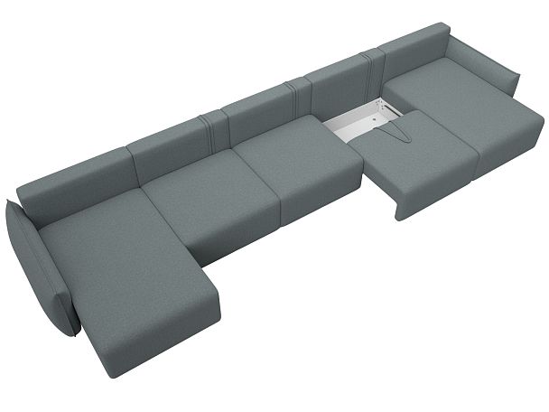 Диван п-образный Лига-051 НПБ МегаЛонг Рогожка серый - Вид 7
