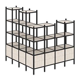 Loft Угловой внешний стеллаж наборный VR.L-55 Денвер светлый/Чёрный металл 1694*1694*1869 - Фото предпросмотра