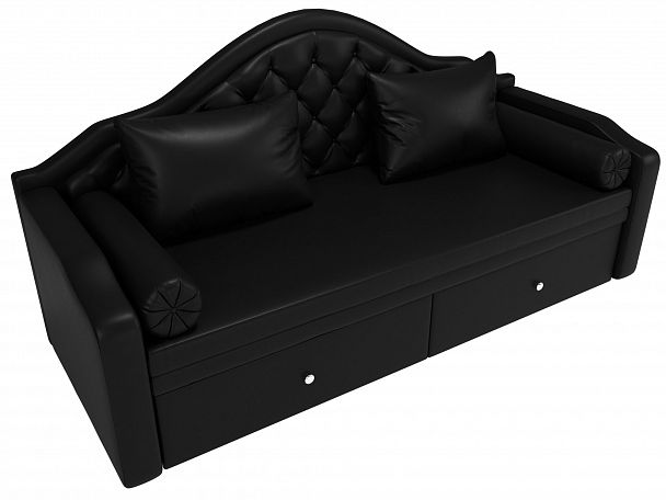 Прямой диван софа Сойер (полностью экокожа черная) - Вид 5