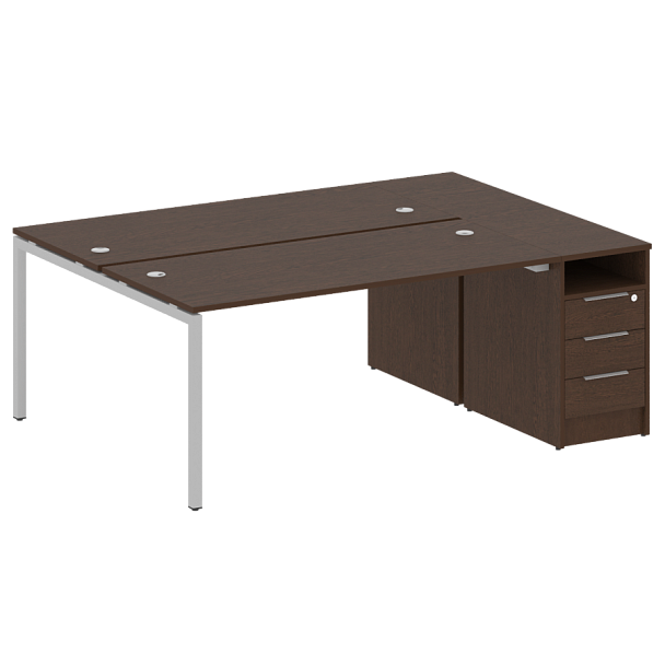 Metal System Quattro Р. ст. с тумбой на П-образном м/к 40БП.РС-СТП-2.4 Венге/Серый металл 2012*1475*750 - Вид 1