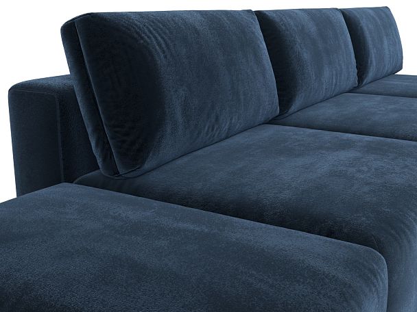 Диван угловой модульный с пуфом Лига-060 НПБ Лонг угол универсальный Велюр синий - Вид 4