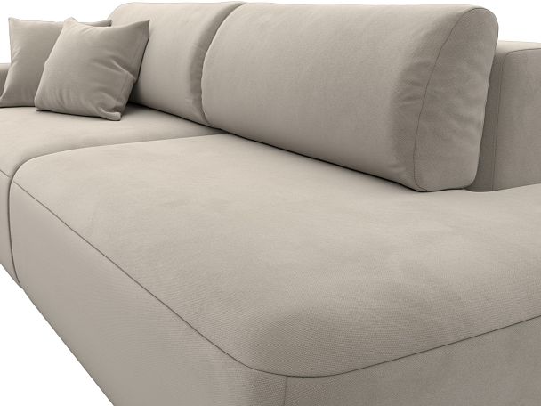 Диван прямой Лига-036 Модерн подлокотник слева Микровельвет бежевый - Вид 3