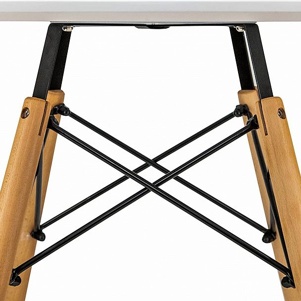 Стол обеденный BRABIX "Eames T-01", круглый диаметр 80 см, опоры дерево, пластик белый, 532633 - Вид 5