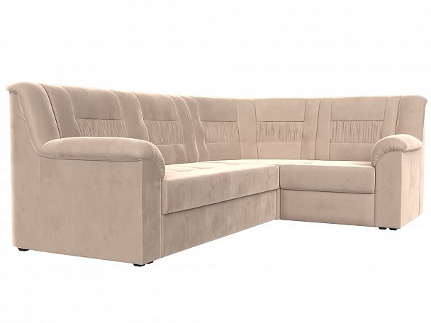 Угловой диван Карелия правый (полностью велюр бежевый) - Вид 3