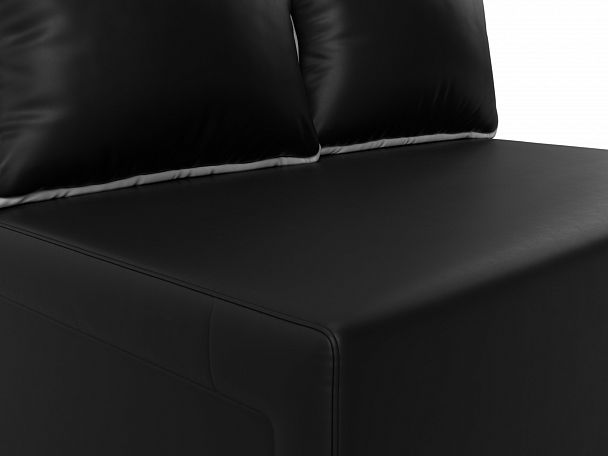Диван прямой Лагуна (полностью экокожа черная, кант экокожа белая) - Вид 4
