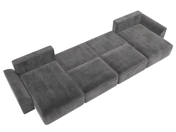 Диван п-образный Лига-048 НПБ лонг Велюр серый - Вид 9