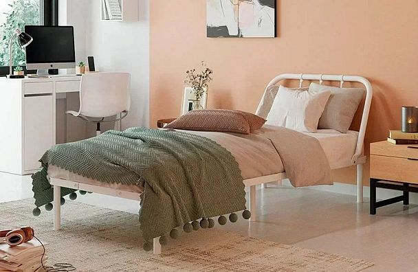 Кровать металлическая Мира 900х2000, цвет белый - Вид 4