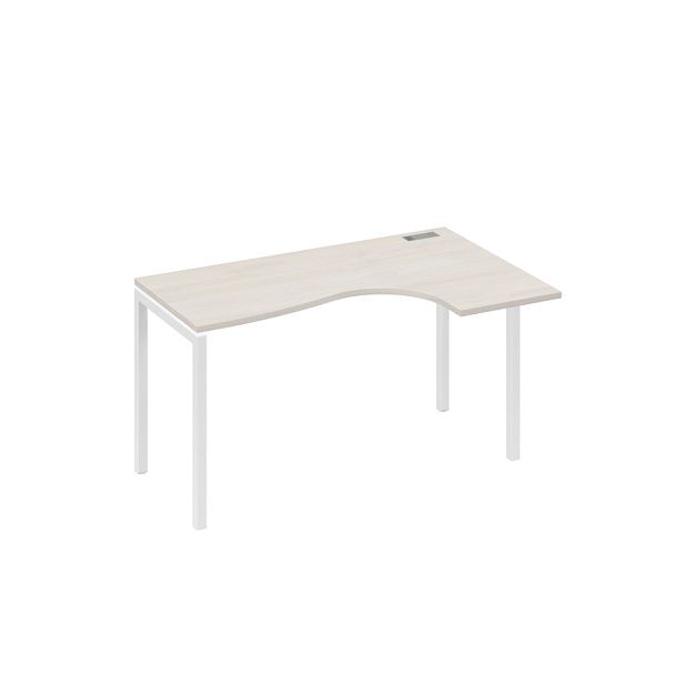 Стол эргономичный правый "Классика" на металлокаркасе DUE A4 А4 Б2 034 БП дуб / металлокаркас белый - Вид 1