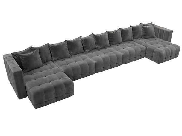 Диван П-образный Лига-052 НПБ МегаЛонг Велюр серый - Вид 6