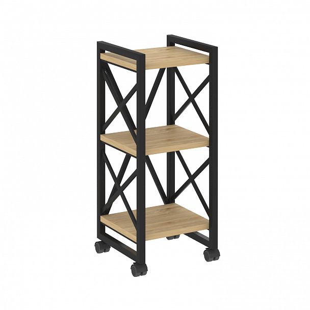 Стеллаж на колесах "Loft" VR.L-MST.K-3.4 тиквуд светлый/черный - Вид 1