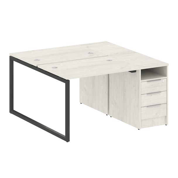 Metal System Quattro Р. ст. с тумбой на О-образном м/к 40БО.РС-СТП-2.1 Дуб наварра/Антрацит металл 1412*1475*750 - Вид 1