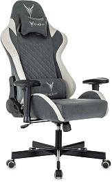 Кресло игровое Knight Regal Fabric серый/светло-серый искусственная замша крестов. металл - Фото предпросмотра