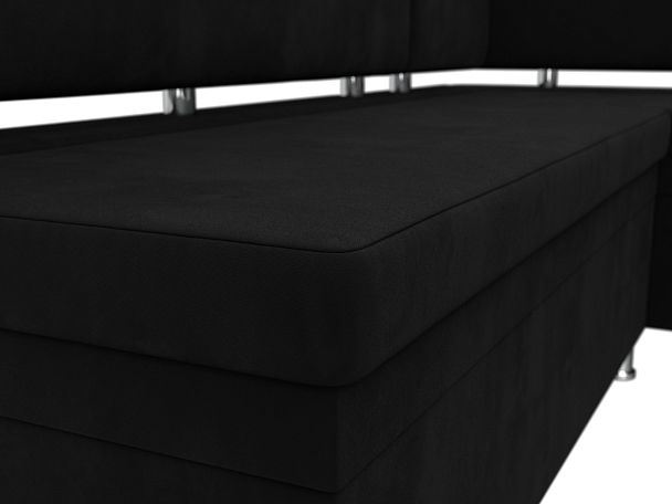 Кухонный уголок Стайл правый (полностью микровельвет черный) - Вид 4