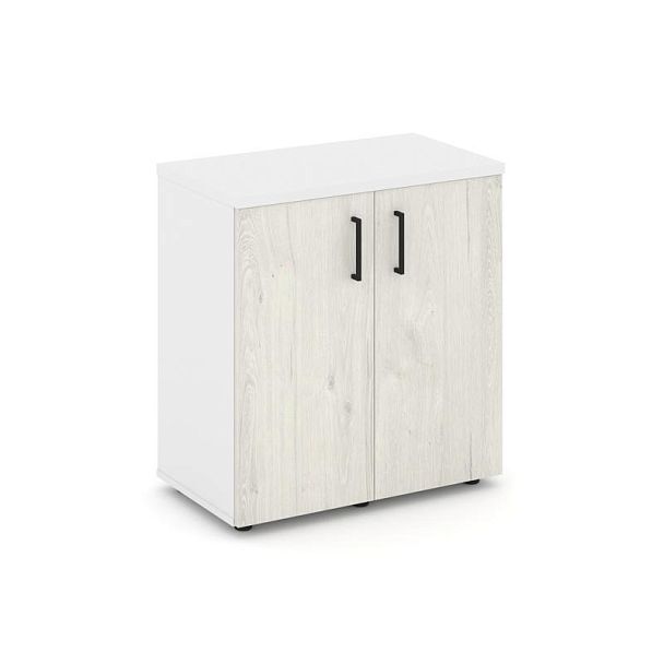 Стайл Проджект Тумба опорная/приставная SN.TOP-033 Белый/Белый/Дуб Наварра/Черный Ручки 800*400*750 - Вид 1