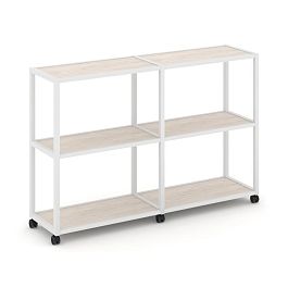 Shelf Mobile Стеллаж 3 уровня 2 секции VR.LT-STK-311.08 Денвер Светлый/Металл Белый 1570*400*1046 - Фото предпросмотра