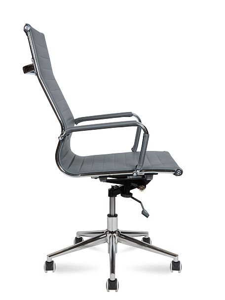 Кресло Техно / хром / серая экокожа - Вид 3