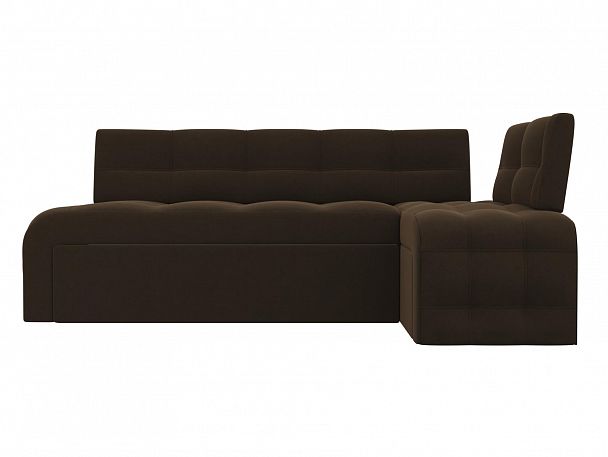 Кухонный угловой диван Люксор правый (полностью микровельвет коричневый) - Вид 2