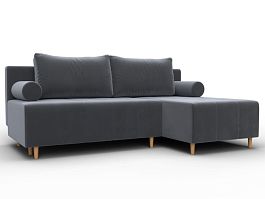 Диван угловой Лига-102 угол универсальный Велюр серый - Фото предпросмотра