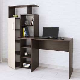 Стол компьютерный Квартет-7 (1508*1500*500) венге/дуб молочный - Фото предпросмотра
