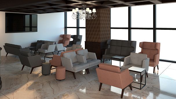 Двухместный диван с высокой спинкой Artis 140x94x117 чёрный - Вид 3