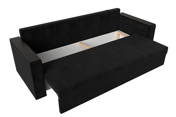 Диван прямой Атланта Лайт без стола (полностью велюр черный) - Вид 7