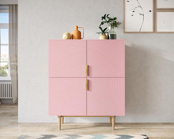 Большой комод с четырьмя дверками Line LN03/GR1/pink - Вид 5