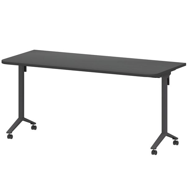 Стол мобильный складной радиусный МБ25-160.70Р Графит/Антрацит 1600x700x750 Моби - Вид 1