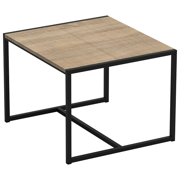 Стол журнальный "Систа" (640х590х460 мм), ЛОФТ, металл/ЛДСП ясень шимо светлый - Вид 1