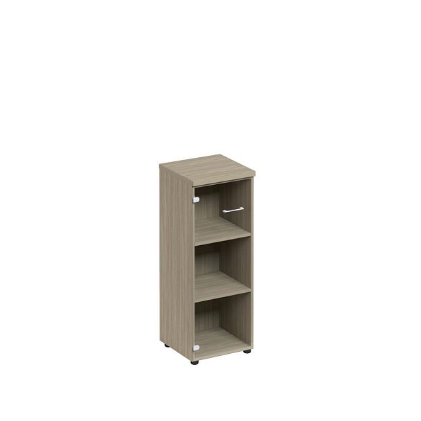 Шкаф средний узкий со стеклянной прозрачной дверью Патриот ПТ 967 дуб скандинавский - Вид 1