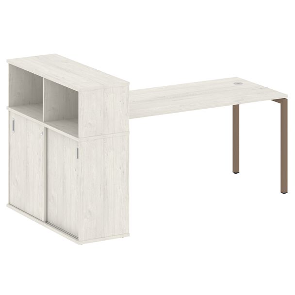 Metal System Quattro Стол письменный с шкафом-купе на П-образном м/к 40БП.РС-СШК-3.4 Т Дуб наварра/Мокко металл 2010*1120*1098 - Вид 1