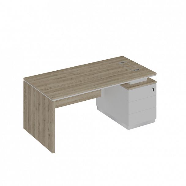 Стол руководителя (опора ДСП) на опорной тумбе (левый/правый) "City" СИ 109 дуб гладстоун светлый/белый премиум/белый премиум - Вид 1