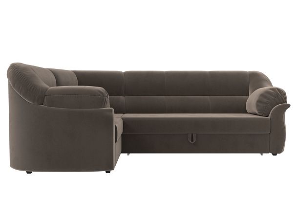 Диван угловой Карнелла левый (полностью велюр коричневый) - Вид 2