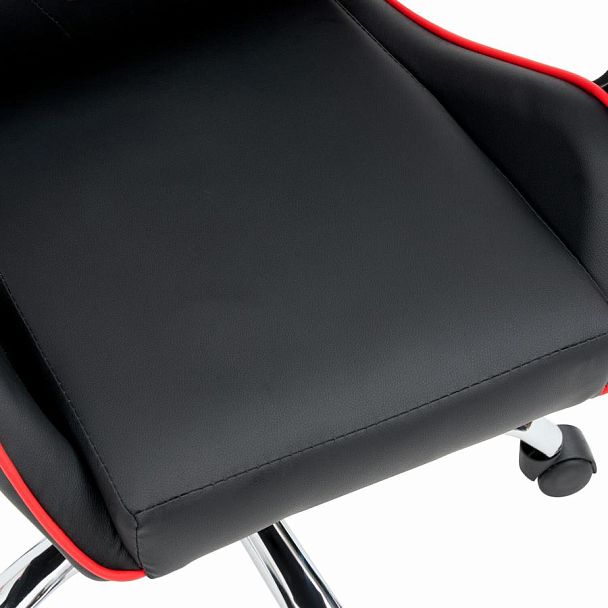 Кресло компьютерное CROMEX "Joker GM-125", две подушки, экокожа, черное/красное, 532954 - Вид 14