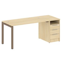 Metal System Quattro Р. ст. с тумбой на П-образном м/к 50БП.РС-СТП-1.3 Акация/Мокко металл 1812*720*750 - Фото предпросмотра