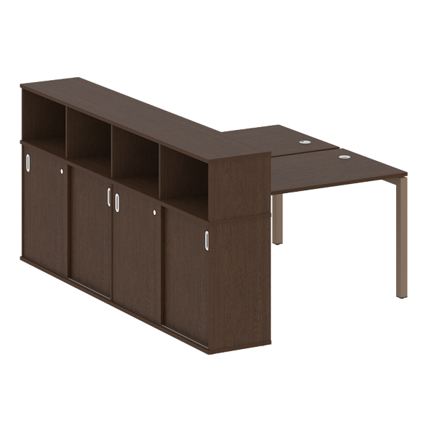 Metal System Quattro Р. ст. с шкафом-купе на П-образном м/к 50БП.РС-СШК-4.2 Т Венге/Мокко металл 1610*2332*1098 - Вид 1