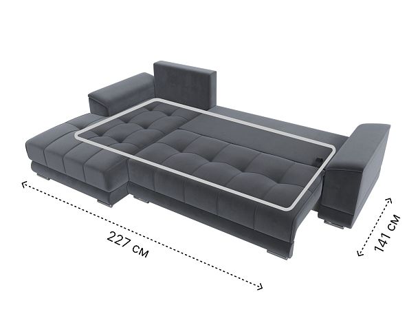 Угловой диван НордСтар левый угол Велюр серый - Вид 10