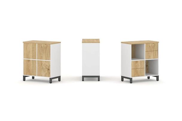 Style Project Набор стеллажа 1 сторон., 2 яр. SN.NS-221 Белый/Тиквуд Светлый/Металл Антрацит 754*400 - Вид 1