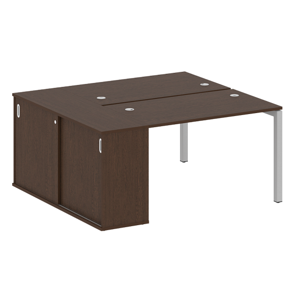 Metal System Quattro Р. ст. с шкафом-купе на П-образном м/к 50БП.РС-СШК-1.2 Т Венге/Серый металл 1610*1475*750 - Вид 1