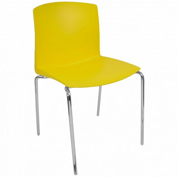 Стул Pull (4 ножки) каркас Хром, желтый, стопируемый - Вид 1