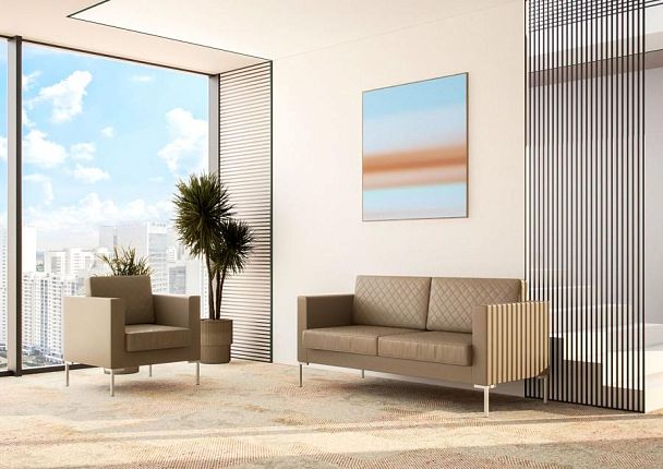 Диван 2-местный Мальта / Malta malta-2 экокожа светло-бежевая CN1112 - Вид 3