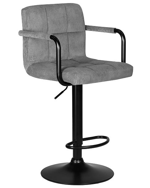 Стул барный DOBRIN KRUGER ARM BLACK (серый вельвет (LAR-E2041-25)) - Вид 2