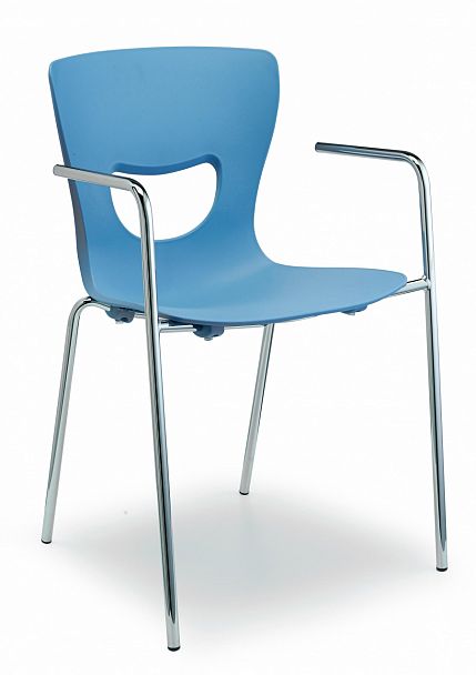 Стул PLUTO (4 ножки с подлокотниками), синий - Вид 1